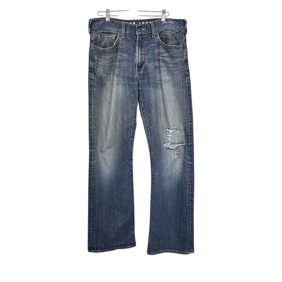 Guess Men 31 X 32 Cliff Boot Cut Jeans Distressed Denim Y2K Casual Grunge Ripped - Picture 1 of 9
